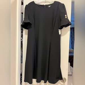 DKNY Elegant Black Dress with Button Accents